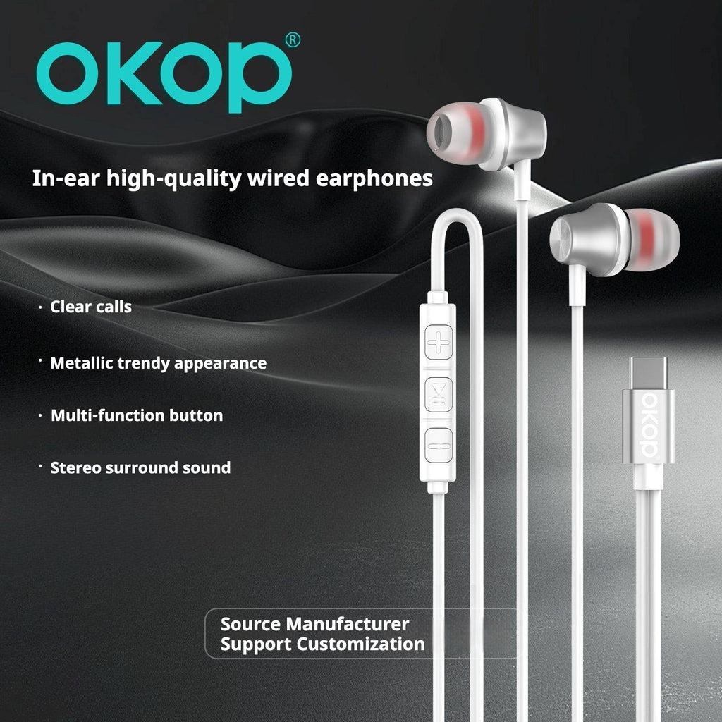 KP-236 Best-selling In-Ear Wired Headphones USB-C Universal For Phones PCs Heavy Bass High Audio Quality In-Line Controls In Stock