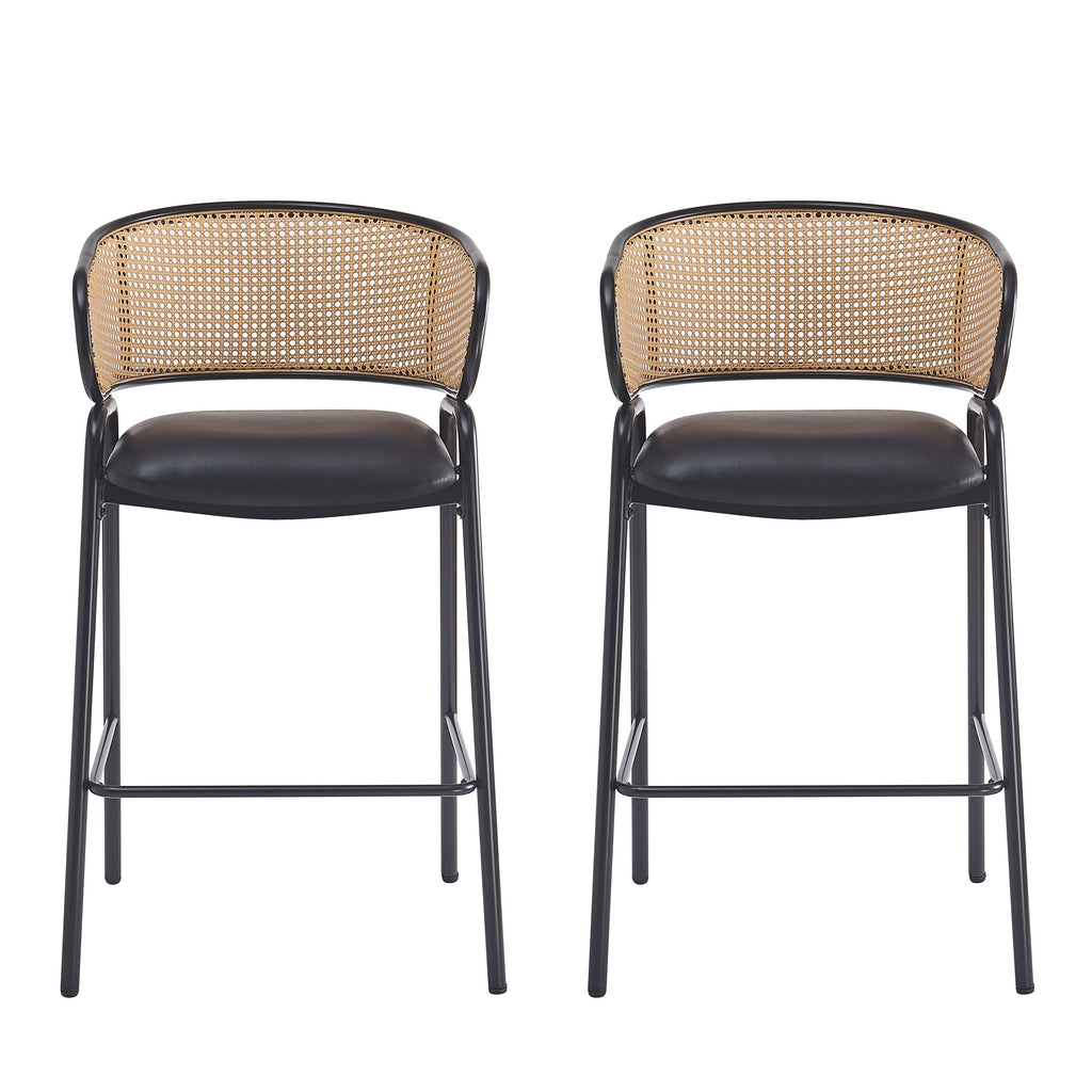 Ethan Indoor Metal Upholstered Barstool Set of 2