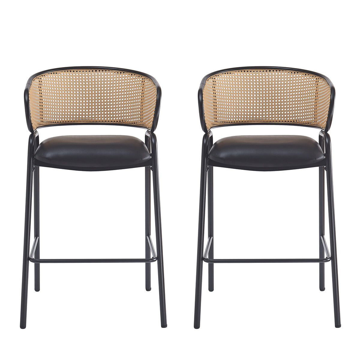 Ethan Indoor Metal Upholstered Barstool Set of 2