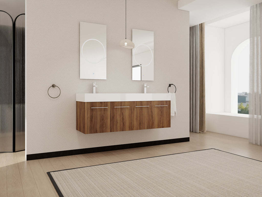 60 Inch Wall-Mounted Bathroom Vanity with Sink