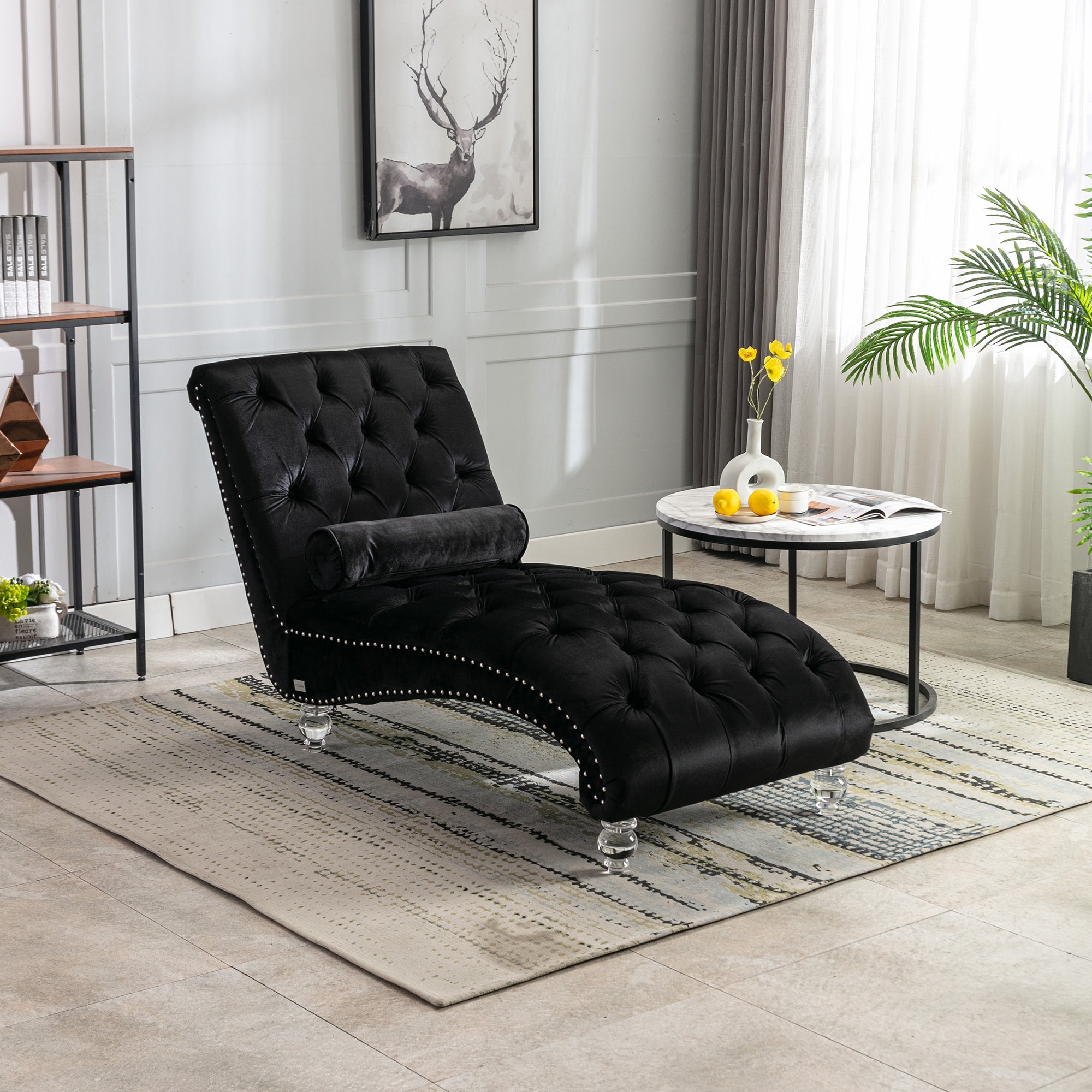 Velvet Chaise Lounge Indoor - Button-Tufted Upholstered Chair