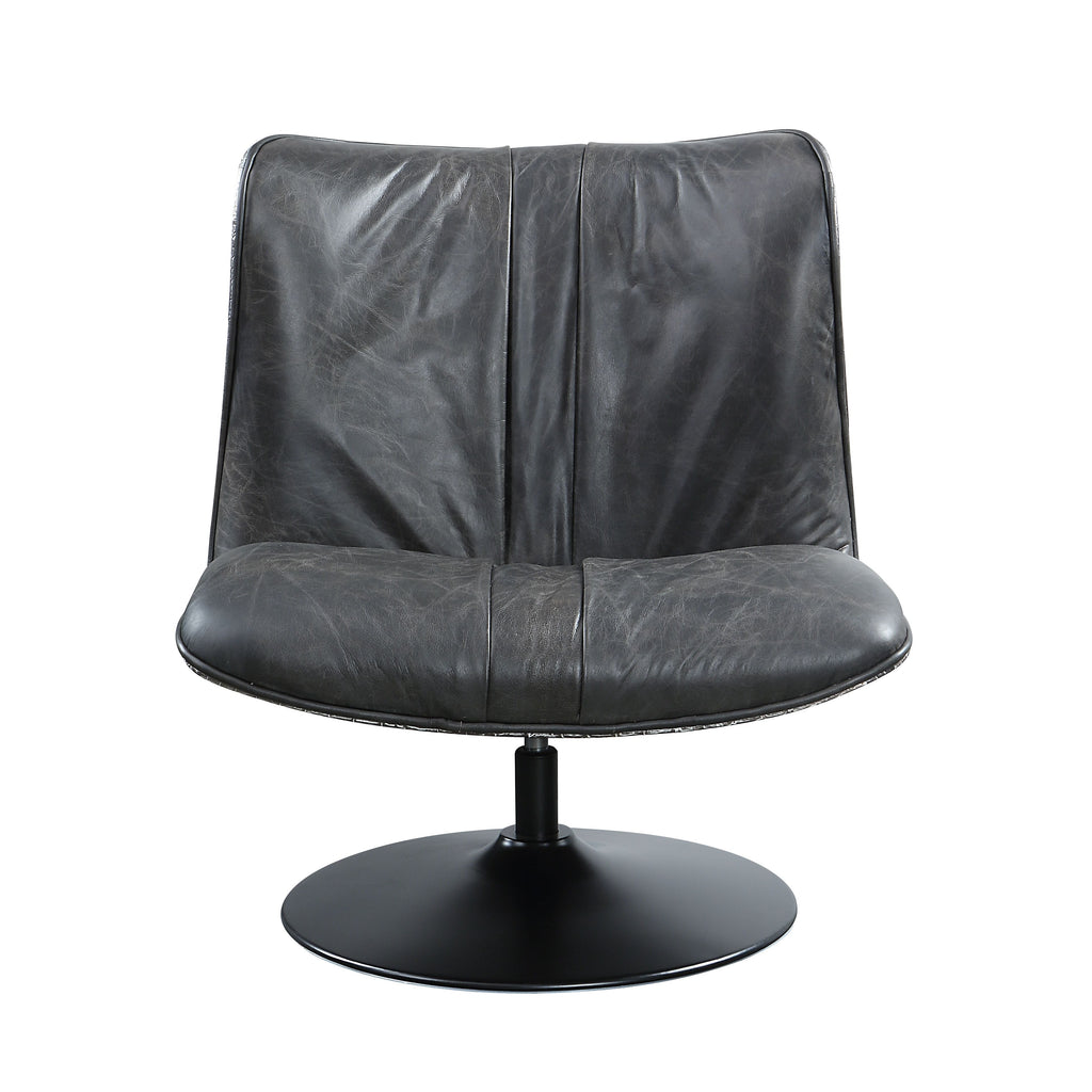 Piotr Black Leather Accent Chair