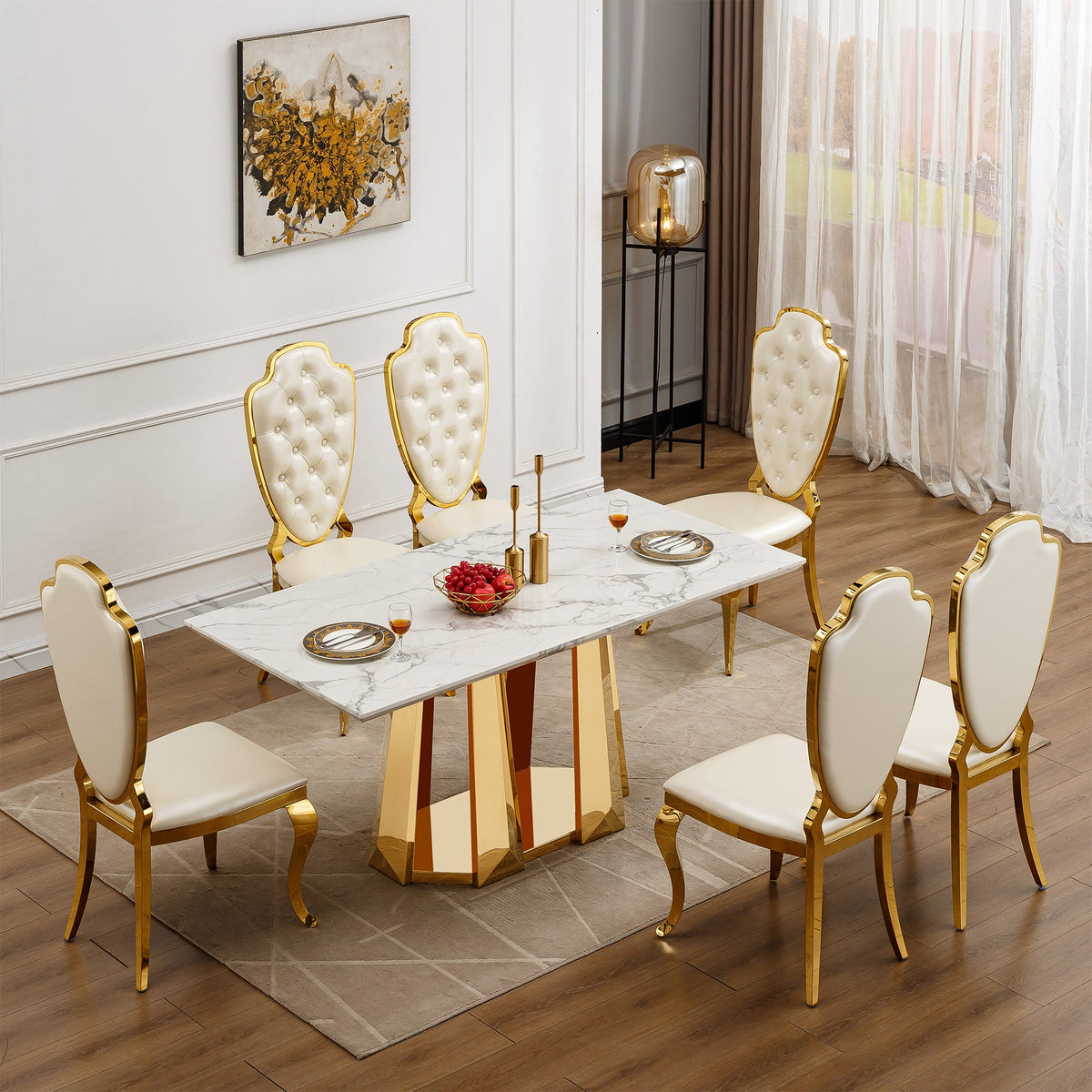 Marble Dining Table for 6 People