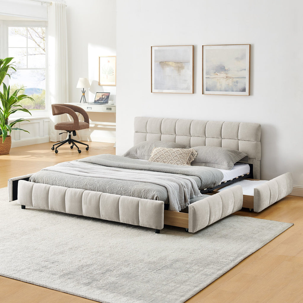 Queen Size Upholstered Bed with Storage