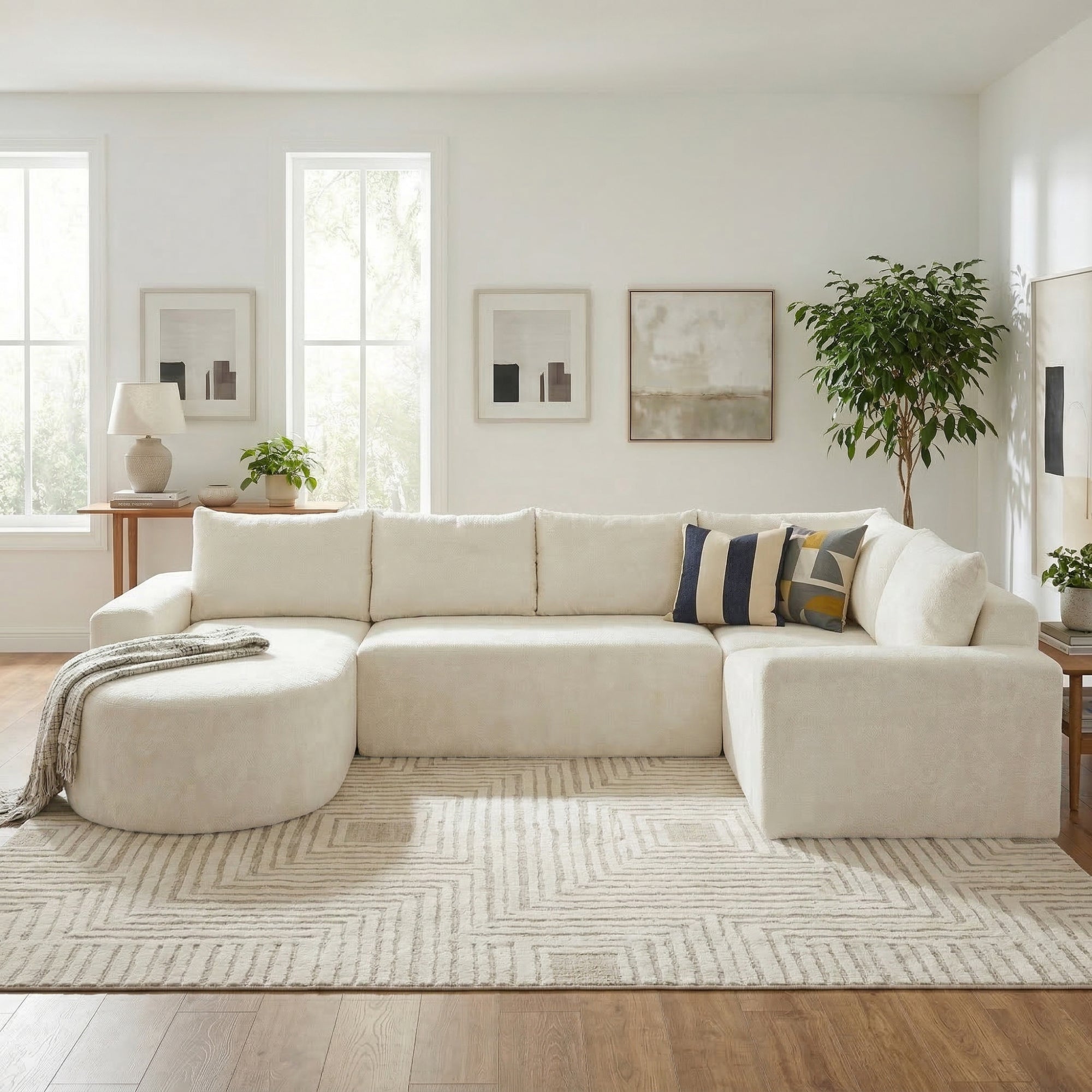 140.5" Oversized Modular Cloud Sectional Sofa