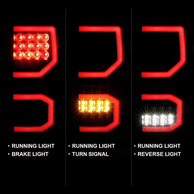 ANZO 2007-2013 Toyota Tundra LED Taillights Plank Style Black w/Clear Lens 311336