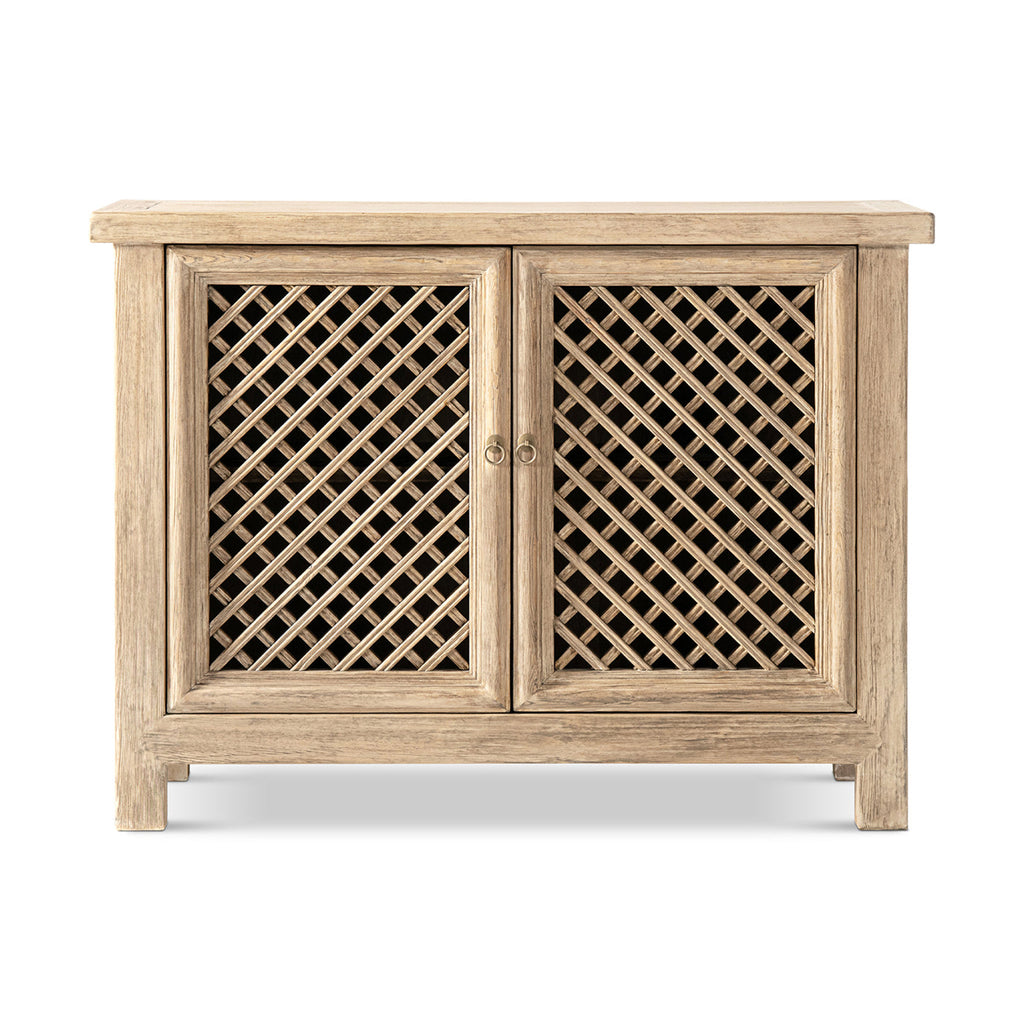 Arden 51" Solid Reclaimed Pine Lattice 2-Door Accent Storage Cabinet