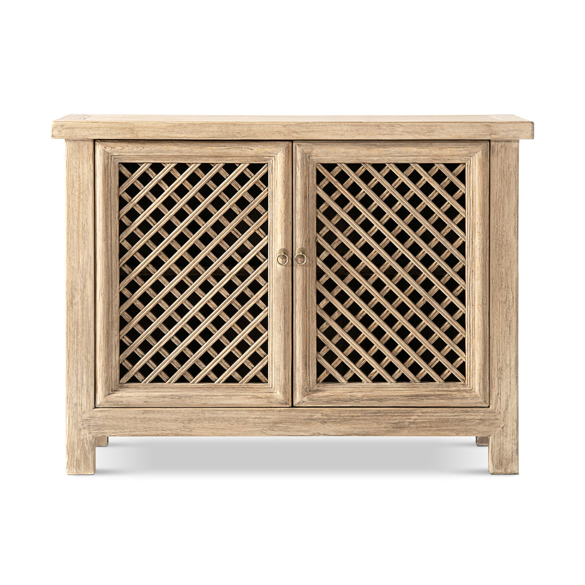 Arden 51" Solid Reclaimed Pine Lattice 2-Door Accent Storage Cabinet