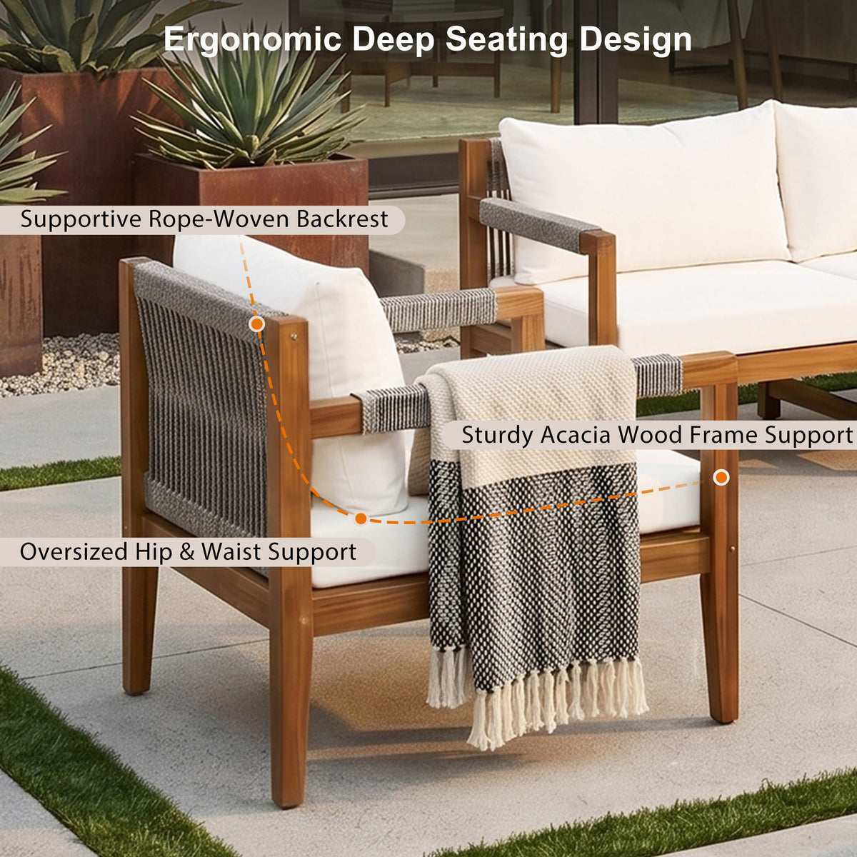 3 Pieces Outdoor Sectional Sofa Set