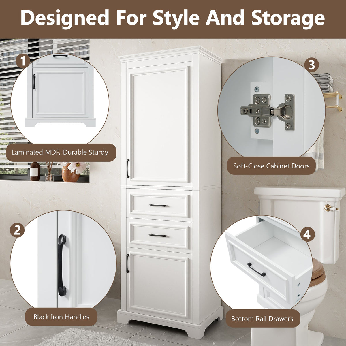 71-Inch Tall Freestanding Bathroom Vanity
