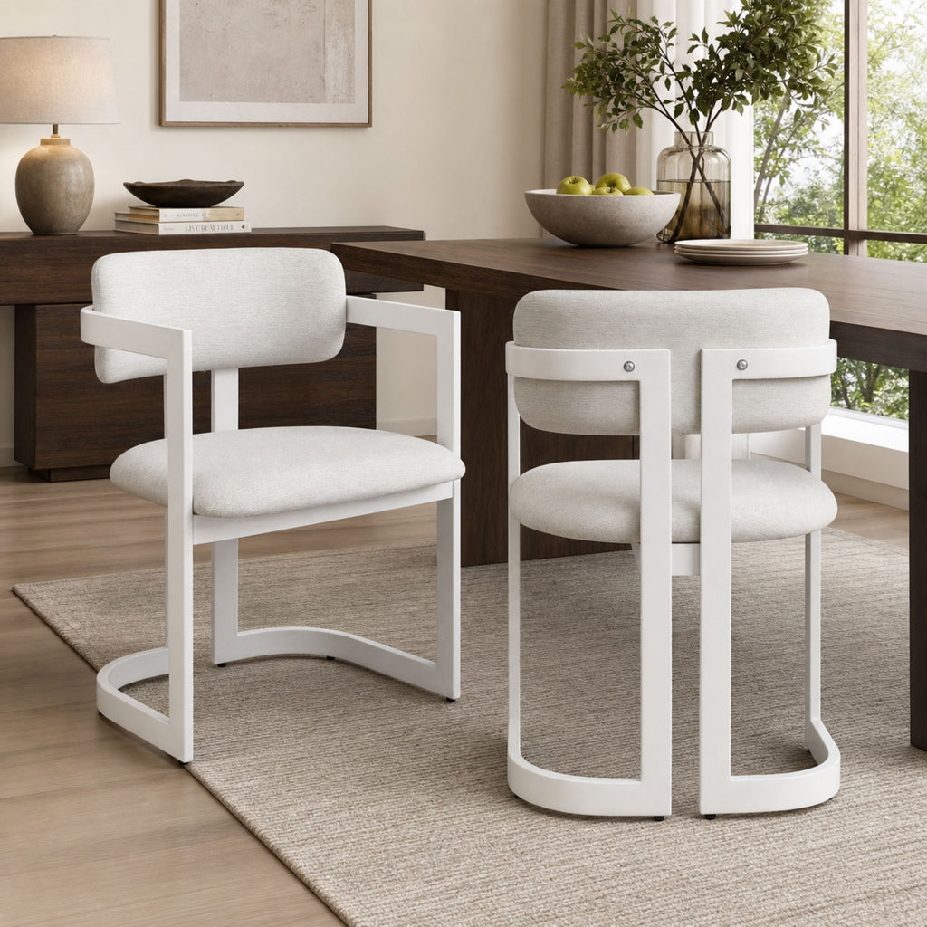 Upholstered Dining Chairs Set of 2, Fabric Armchairs