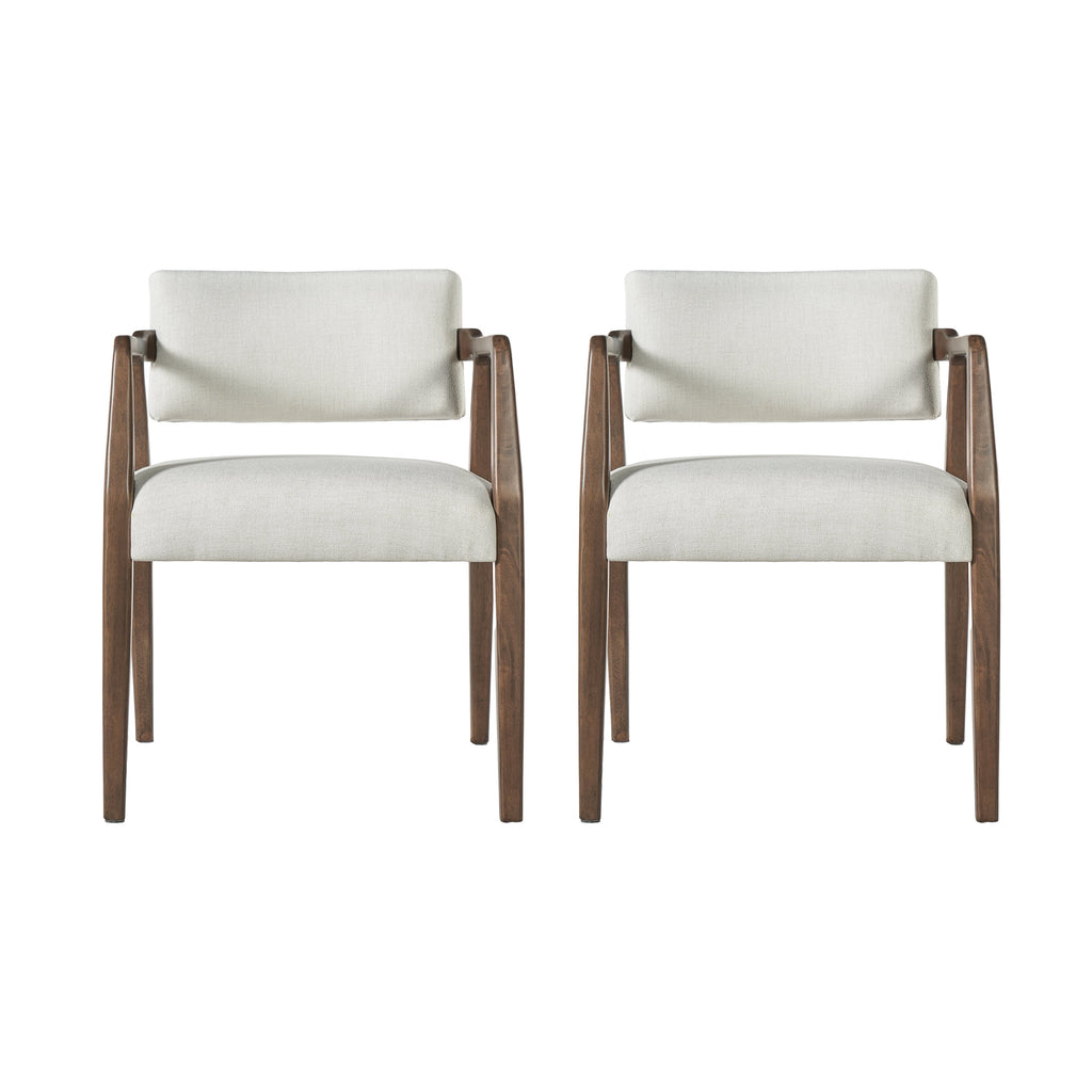 Mid-Century Rubber Wood Upholstered Dining Armchair (Set of 2)