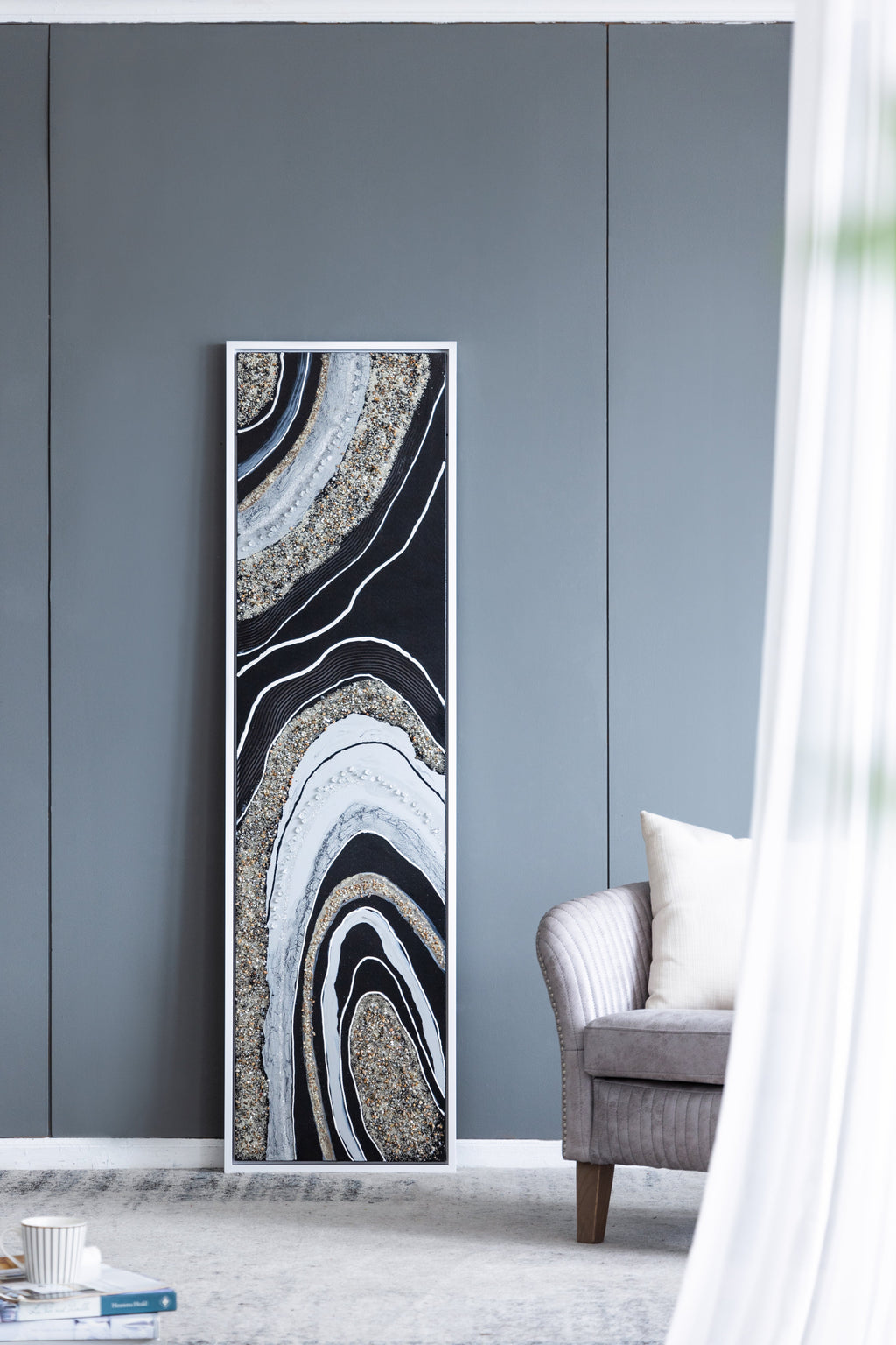 Elongated Landscape Rectangle Framed Oil Painting