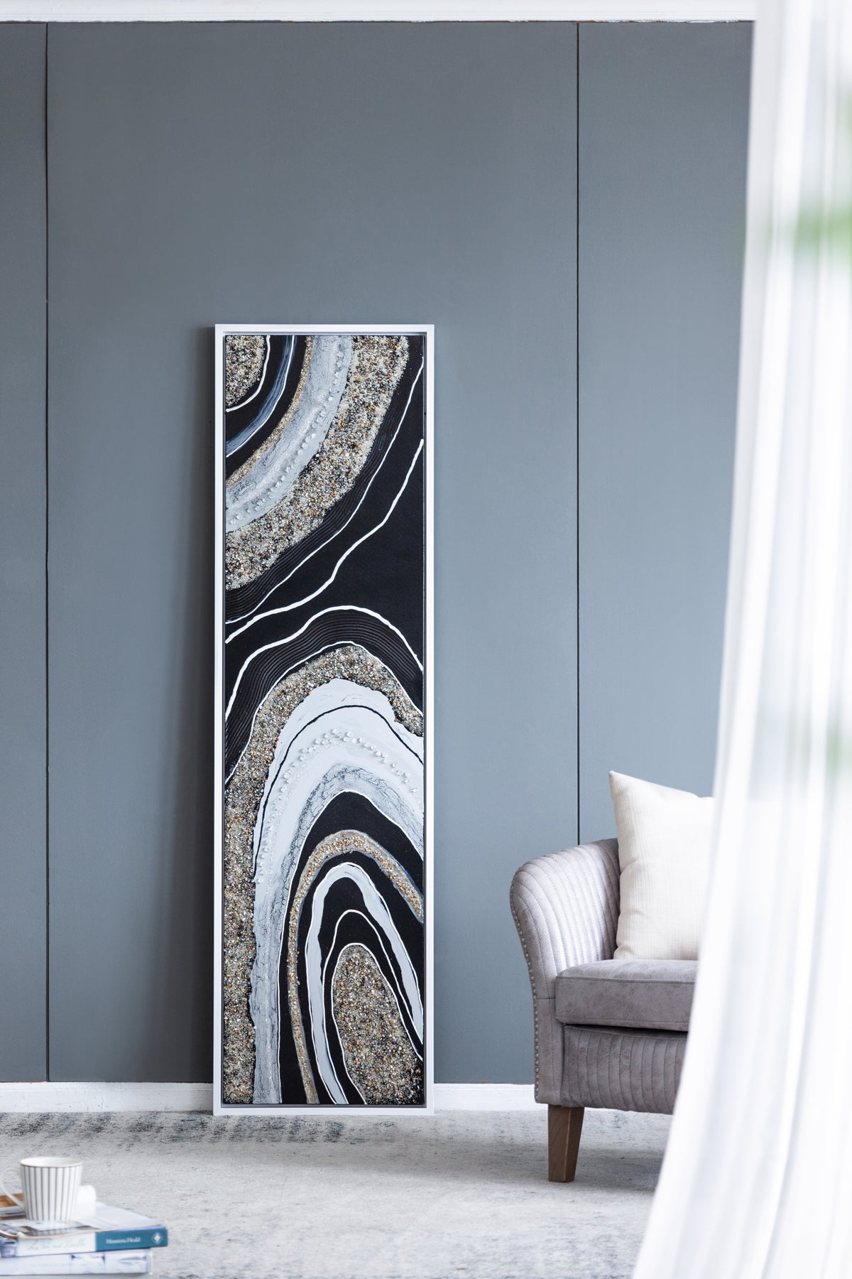 Elongated Landscape Rectangle Framed Oil Painting