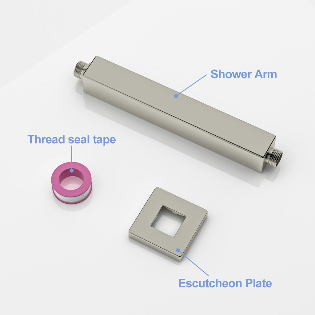 8" Ceiling Mounted Shower Arm with Flange in Brushed Nickel