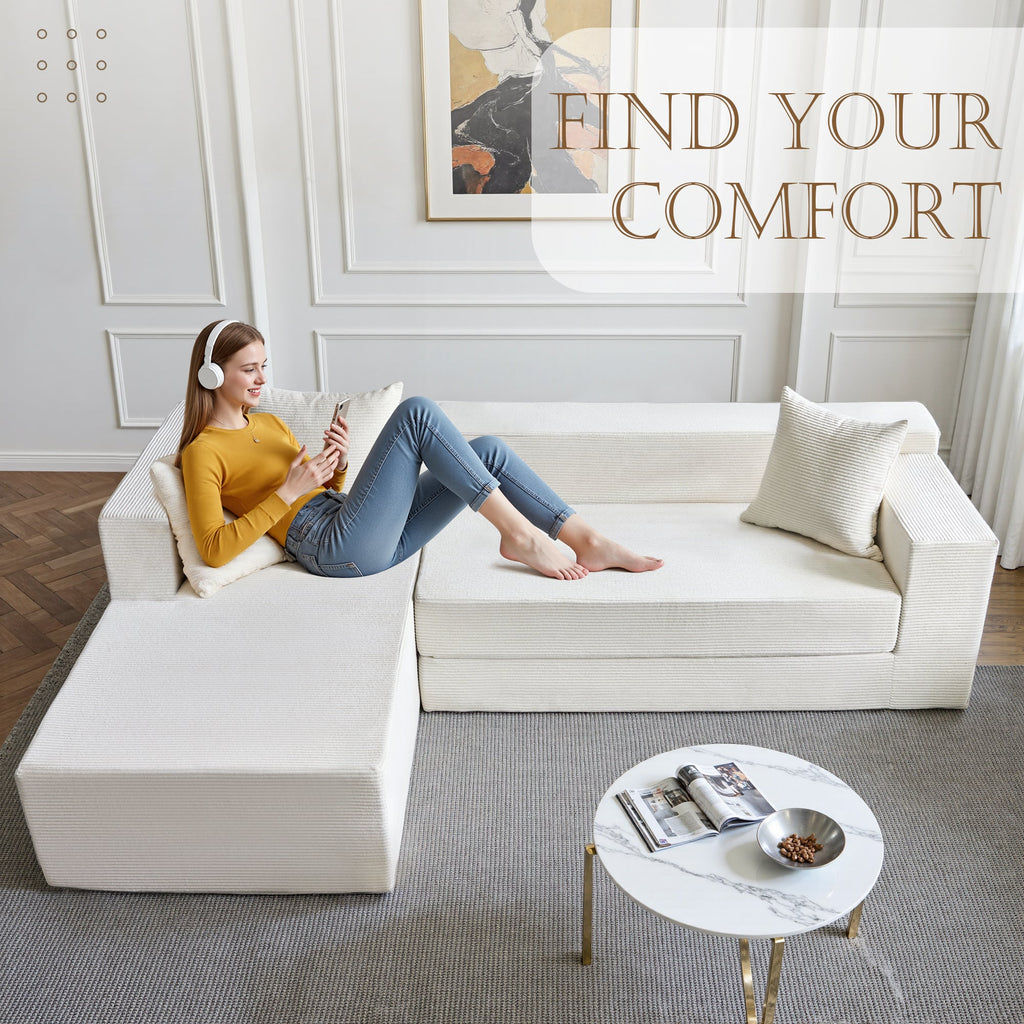 106.5" Convertible L-Shaped Sectional Sofa Bed