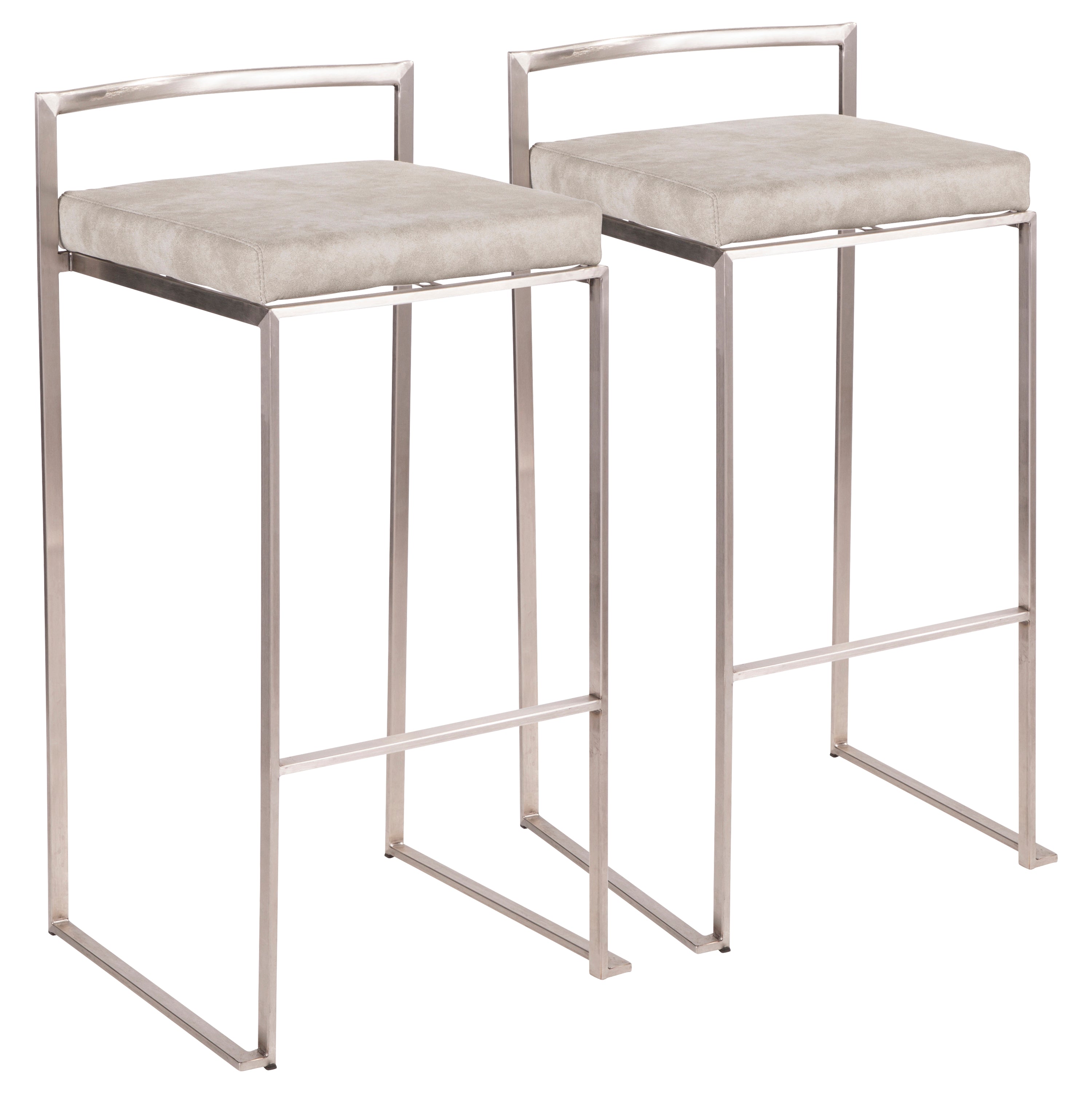 Contemporary Stackable Barstool in Stainless Steel with Light