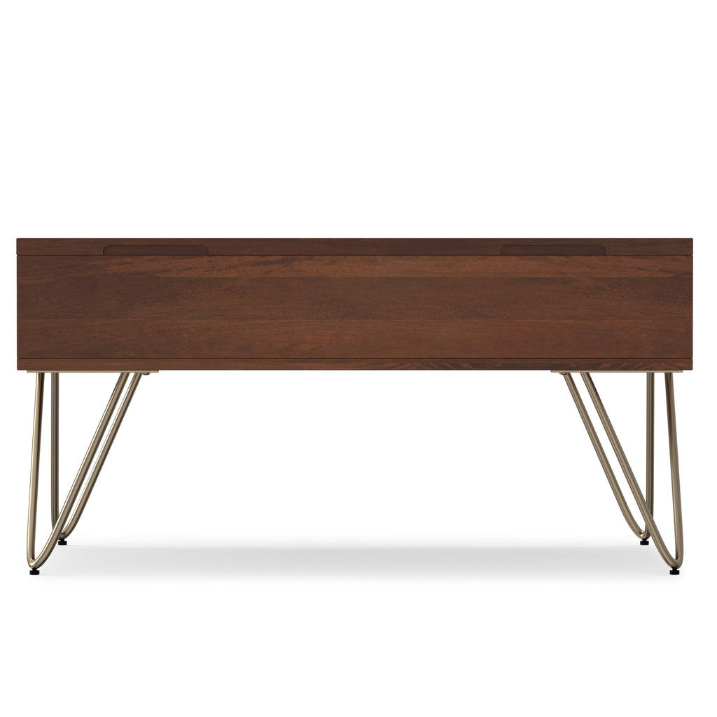 Hunter 36 Inch Wide Solid Mango Wood Small Lift Top Coffee Table in Umber