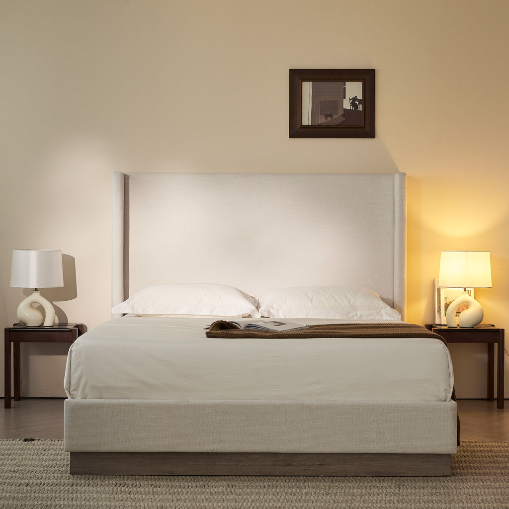 Hosford Upholstered Wingback Bed