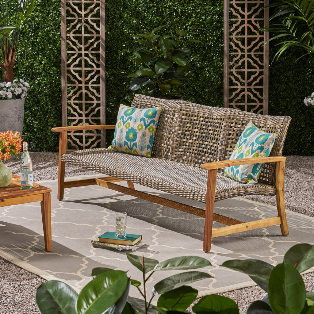 Hampton Wood + Wicker 3 Seater