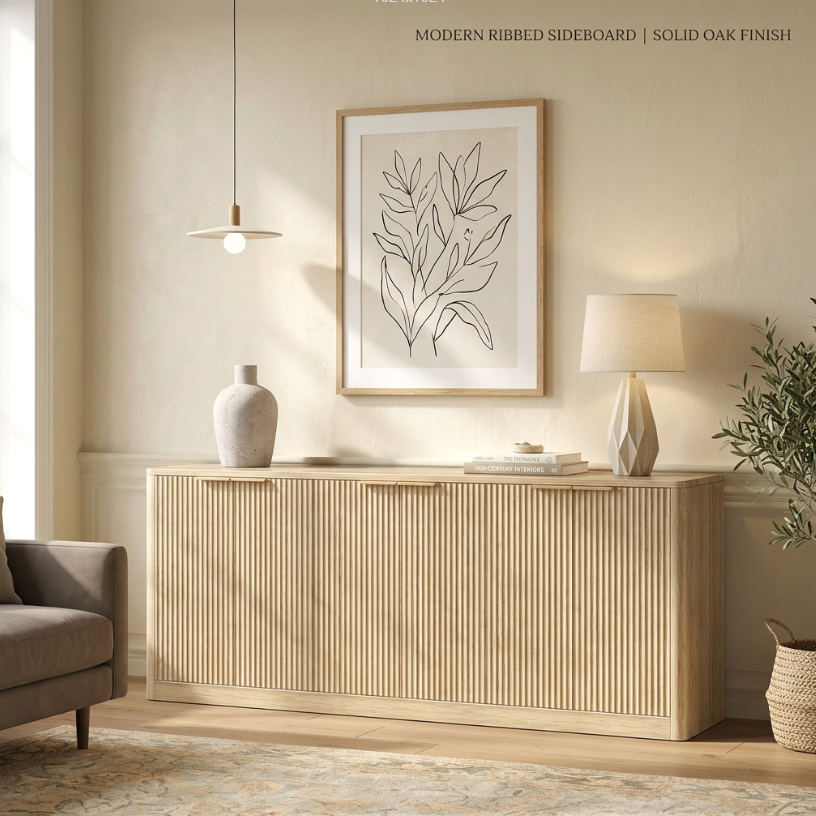 Natural Wood Sideboard Cabinet