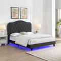 Upholstered Bed Button Tufted with Curve Design
