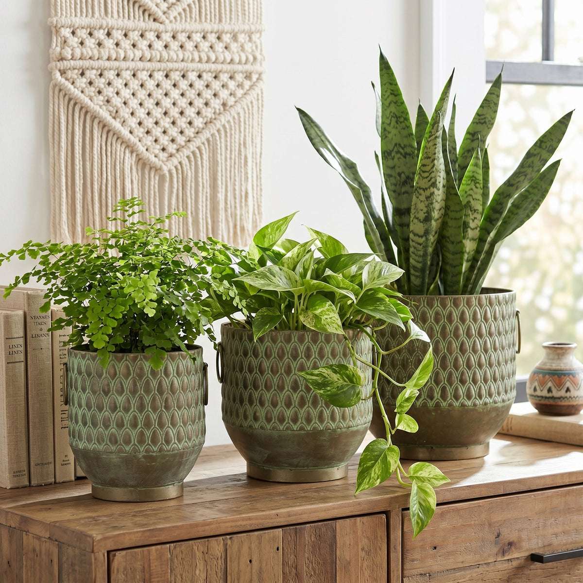 S/3 Textured Garden Pots & Planters