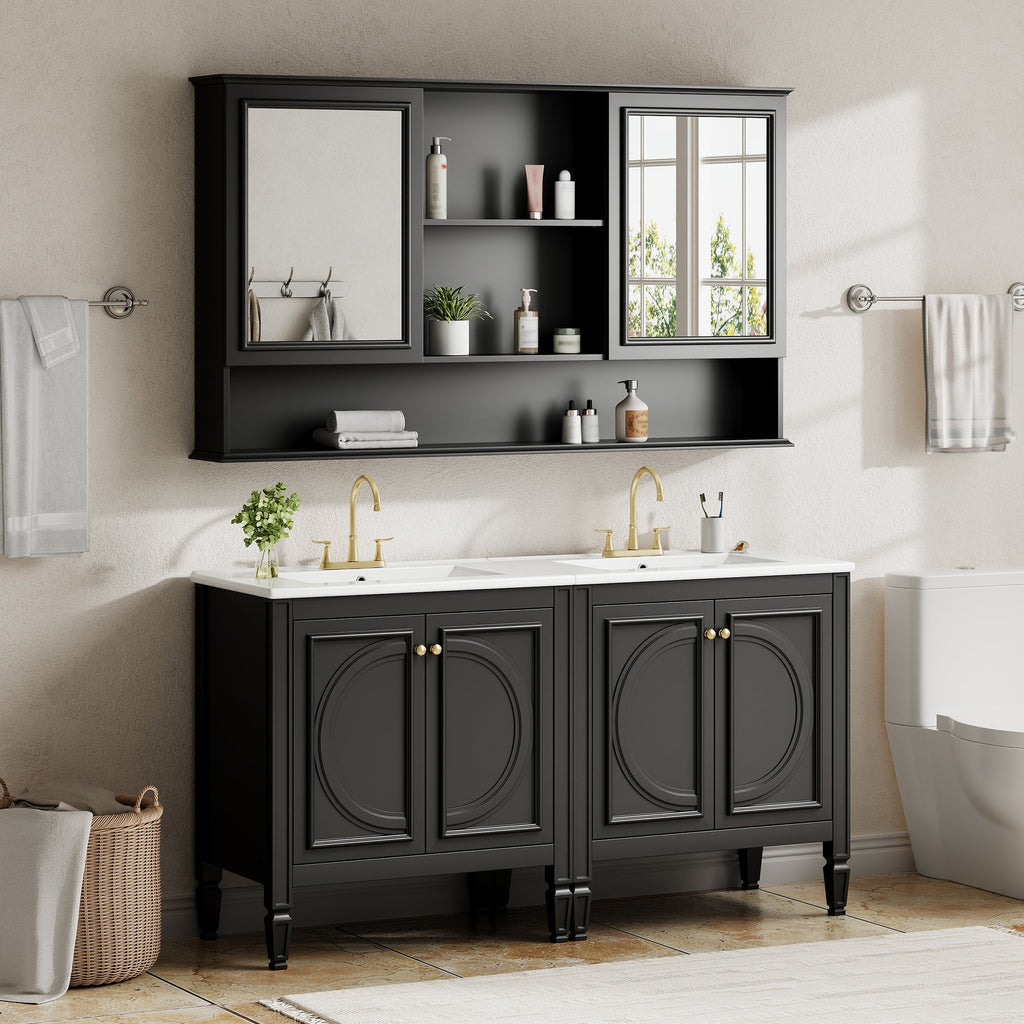 60" Double Sink Bathroom Vanity Set with Tall