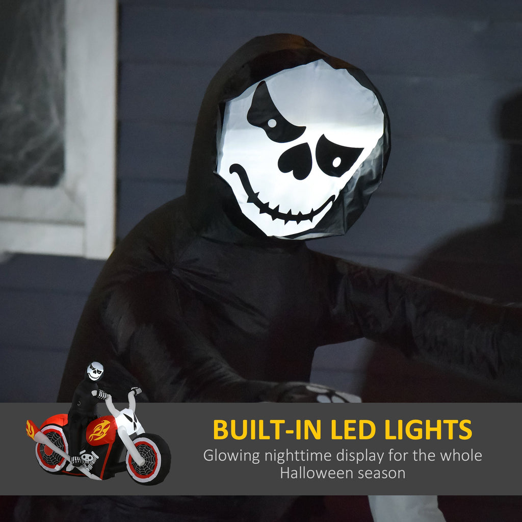 HOMCOM 6' Halloween Inflatable Ghost Biker Decoration