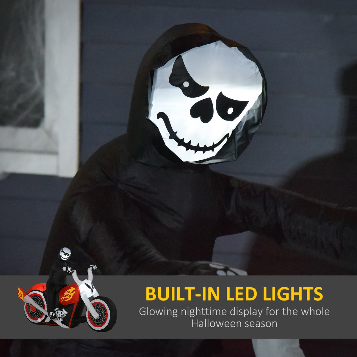 HOMCOM 6' Halloween Inflatable Ghost Biker Decoration