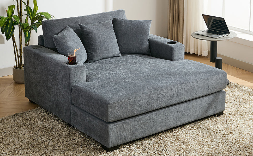 55" Oversized Chaise Lounger Modern Style Sofa Couch