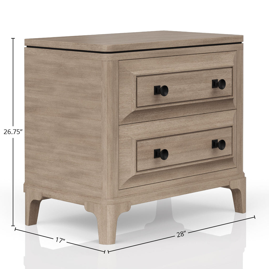 2 Drawer Nightstand With USB Charging Ports