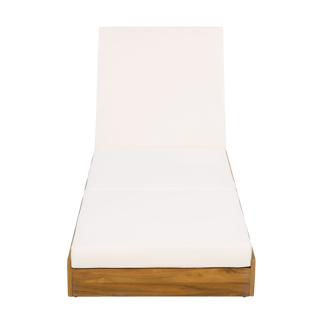 Lounge Chaise Set in Acacia Solid Wood with Lounge Cushion