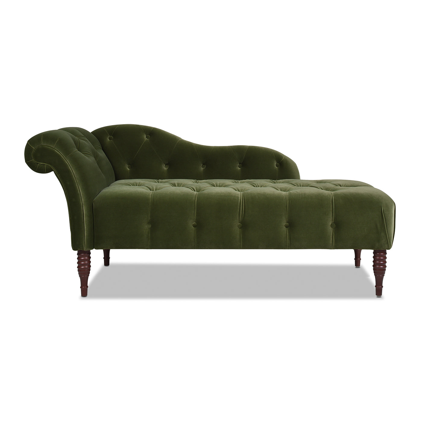 Samuel Tufted Roll Arm Chaise Lounge, Olive