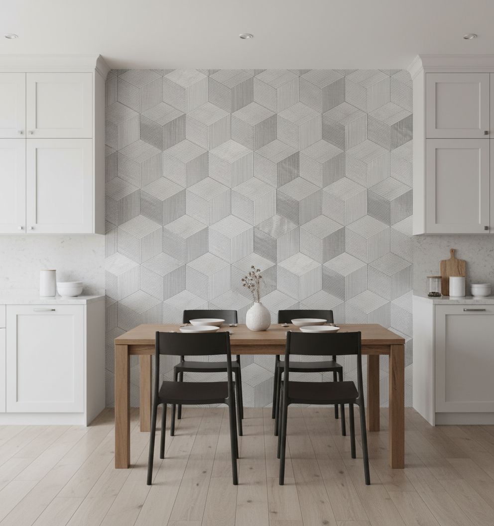 Hexagon Carrara Gray Marble Wall Décor