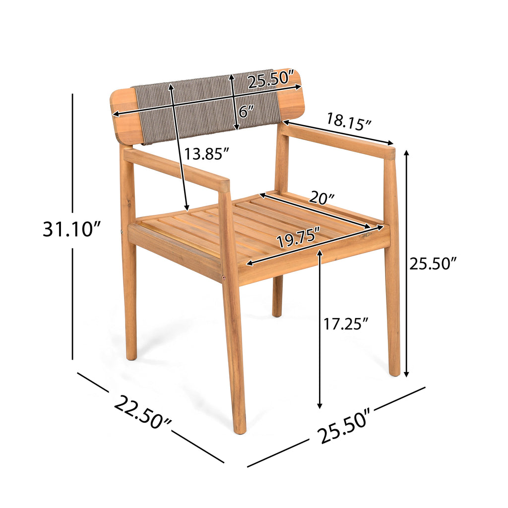 Creative Braided Acacia Wood Outdoor Dining Chairs