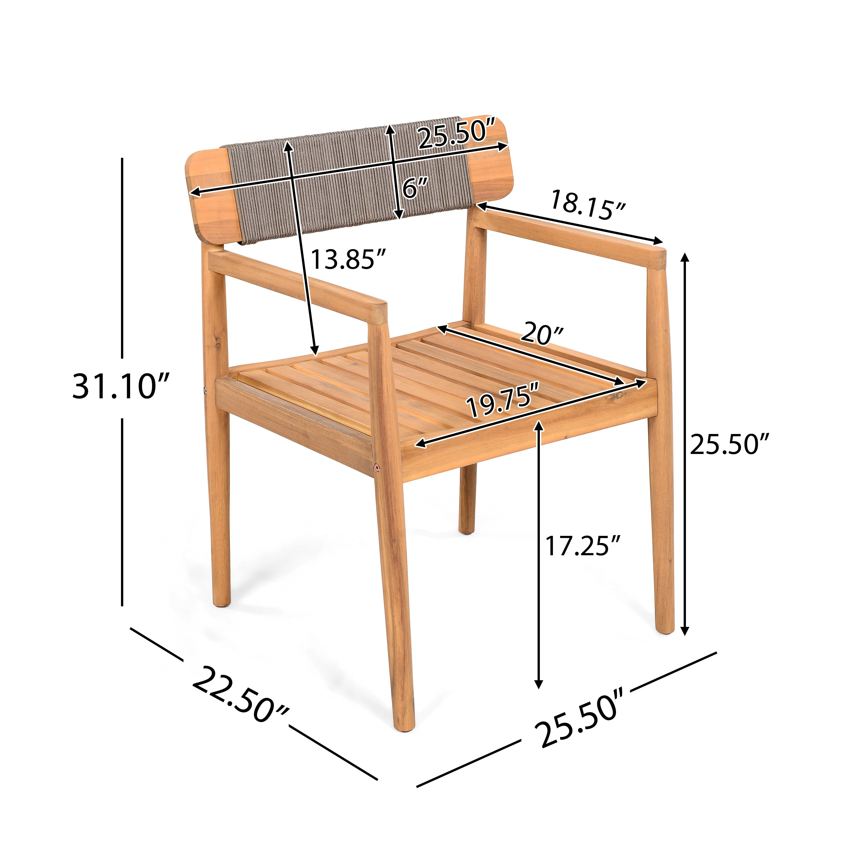 Creative Braided Acacia Wood Outdoor Dining Chairs