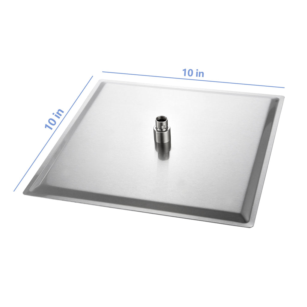 10" Square Rainfall Shower Head, Wall/Ceiling Mounted, Brushed Nickel