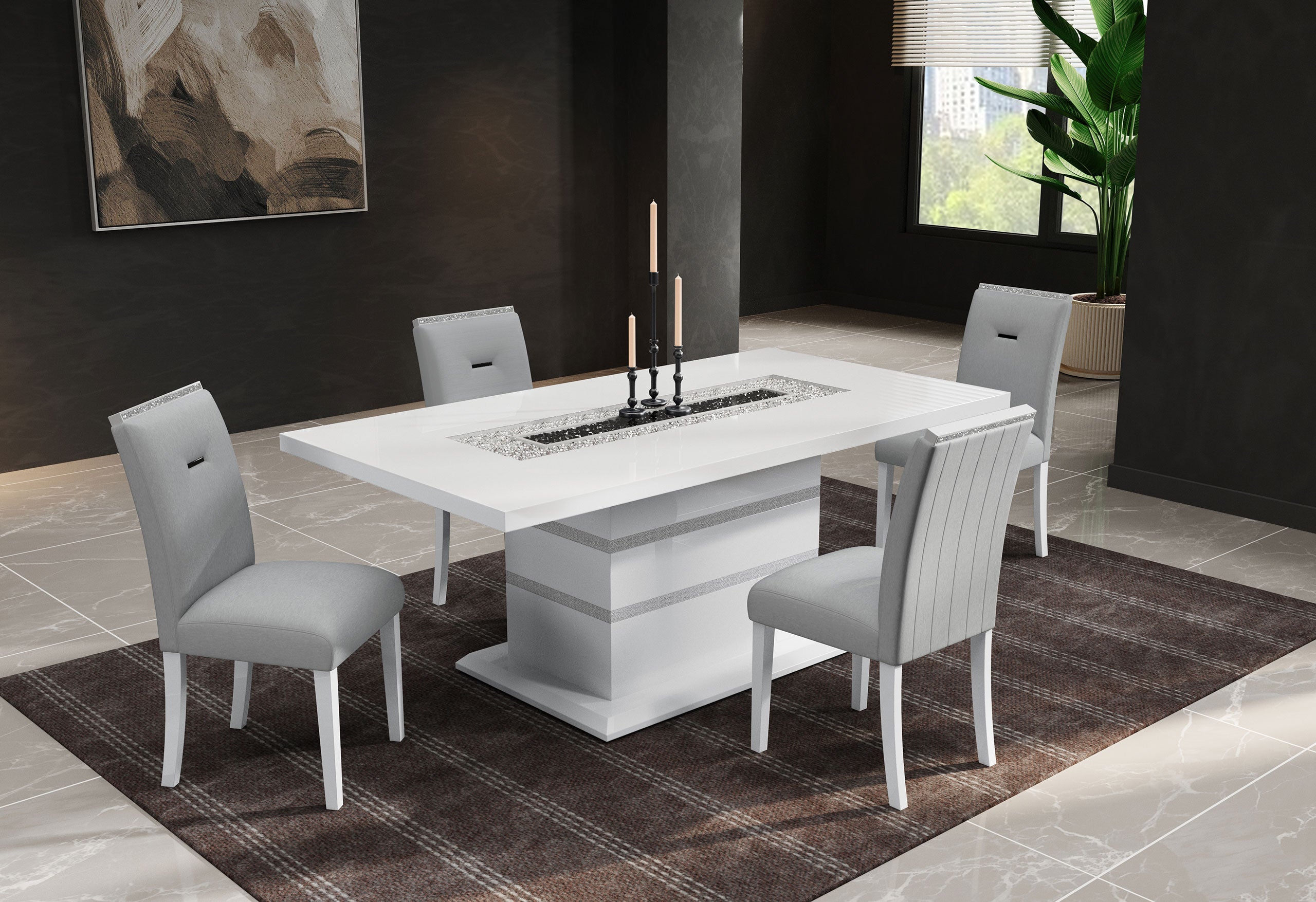 Ariya Grey/White Dining Chair Kit of 2
