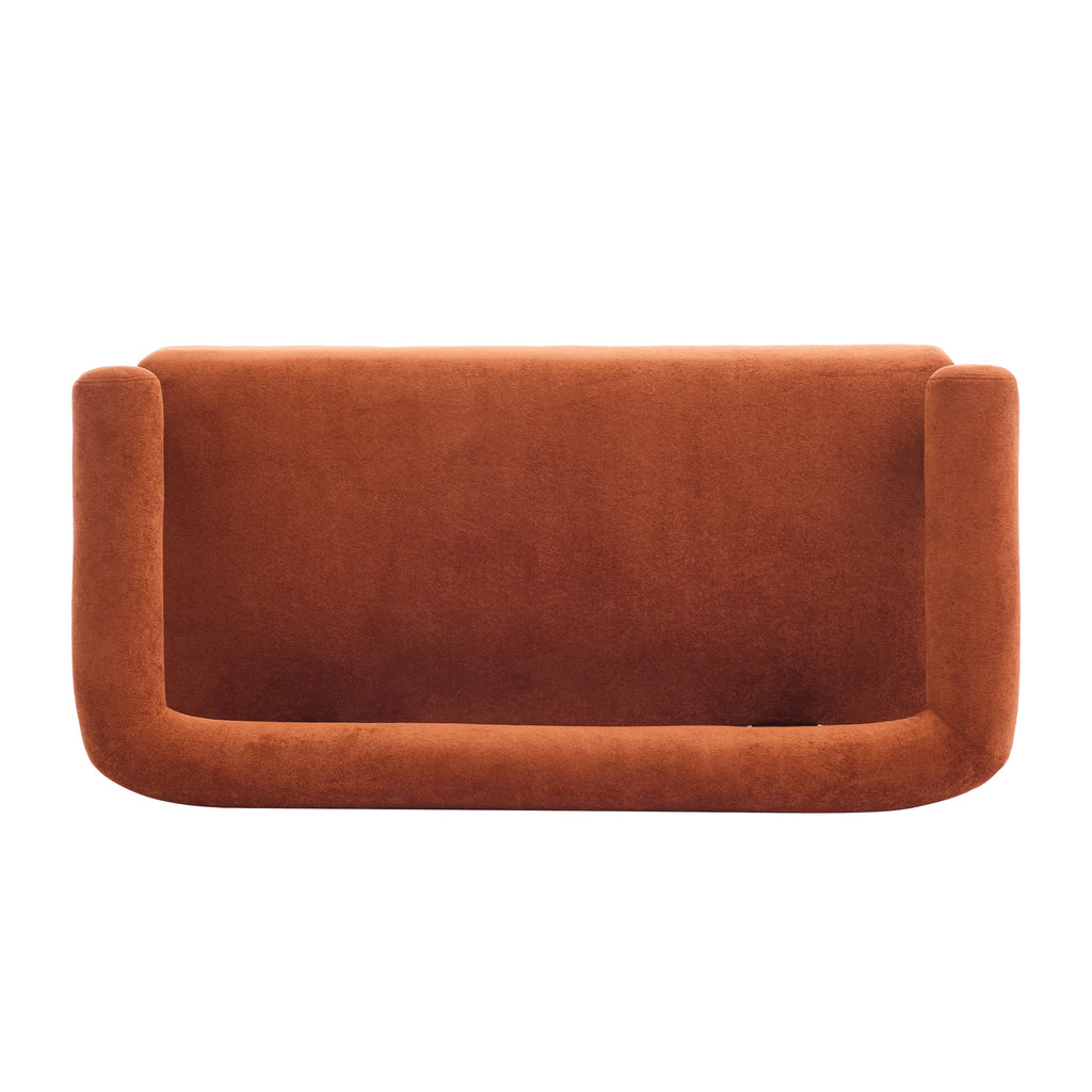 Round Armrest Loveseat (Dark Orange + Brown)