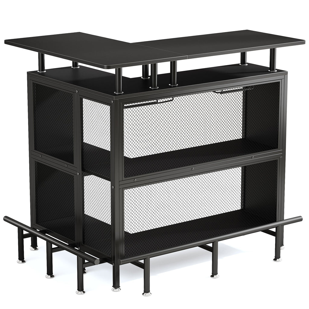 36” x 48” L-Shaped Home Bar Unit with Footrest