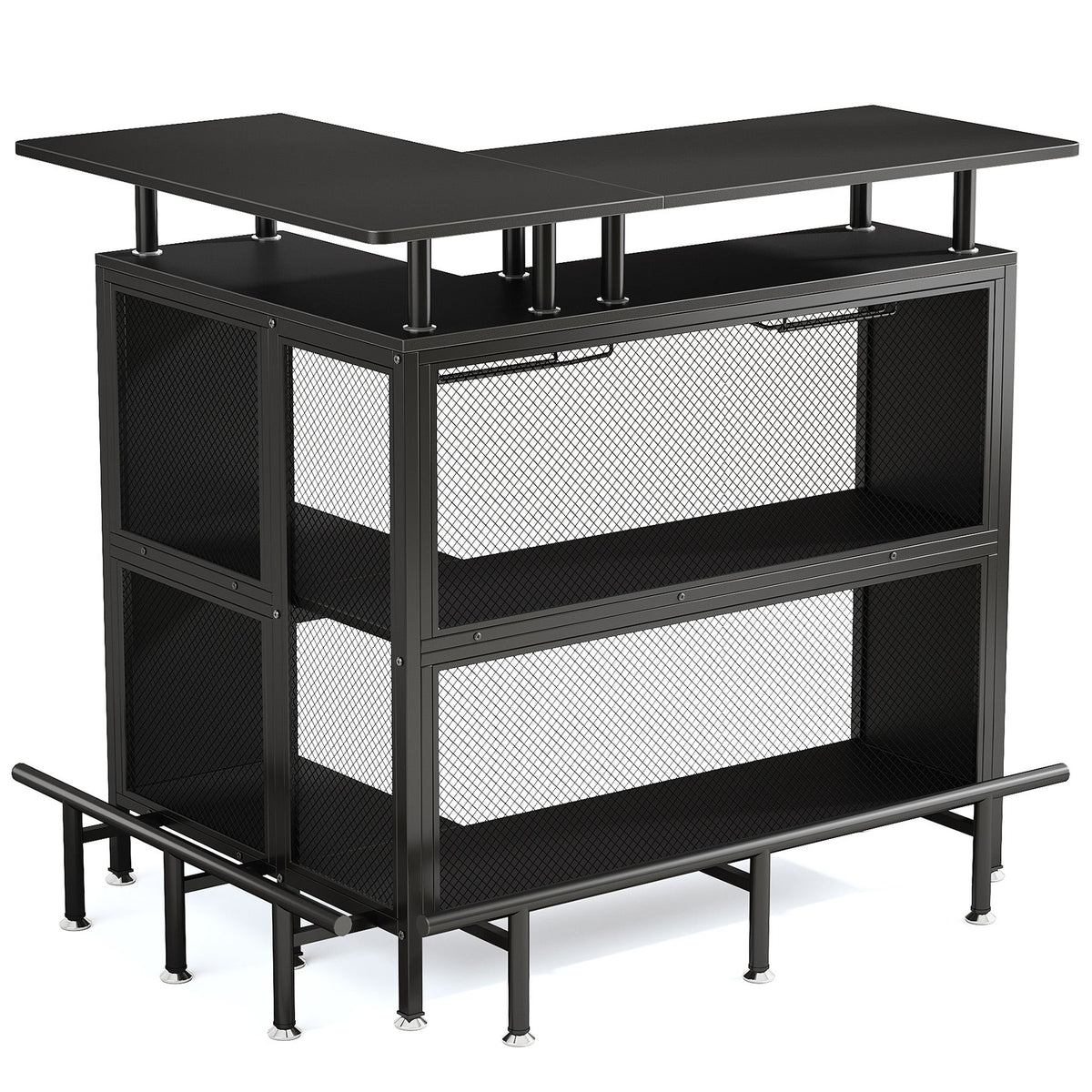 36” x 48” L-Shaped Home Bar Unit with Footrest