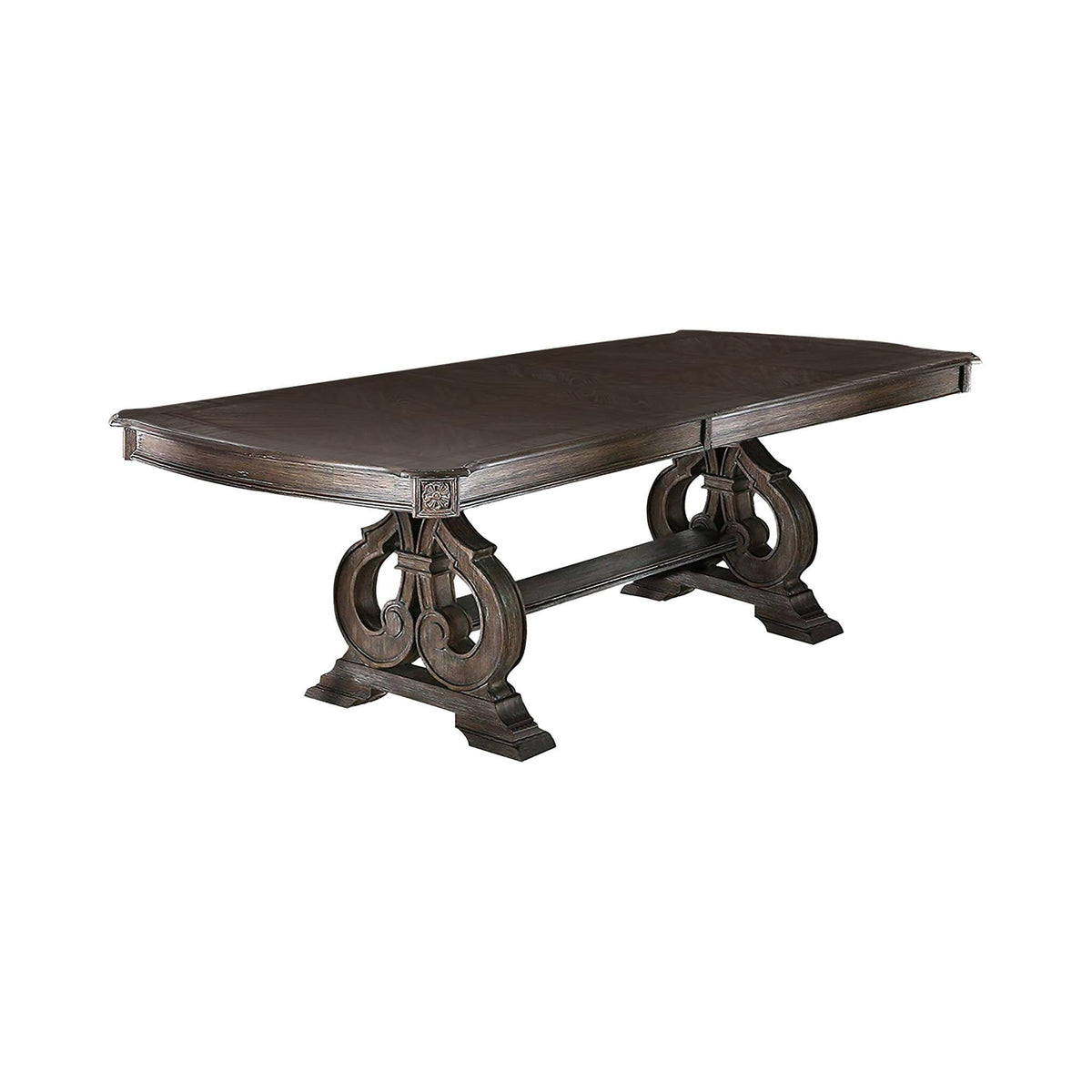 Dining Room 1pc Dining Table W Leaf Trestle Base Rustic