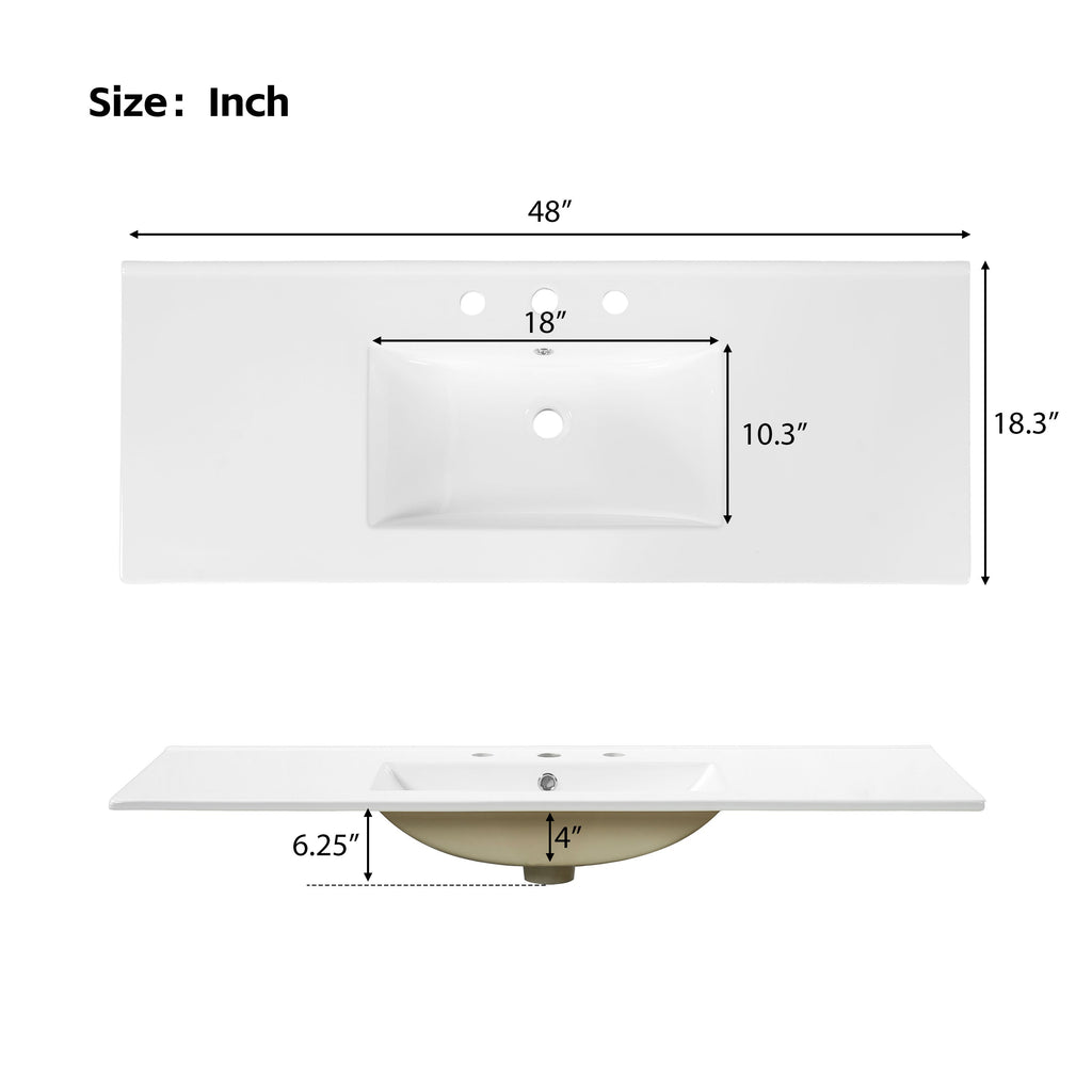 48-Inch Natural Rattan Bathroom Vanity