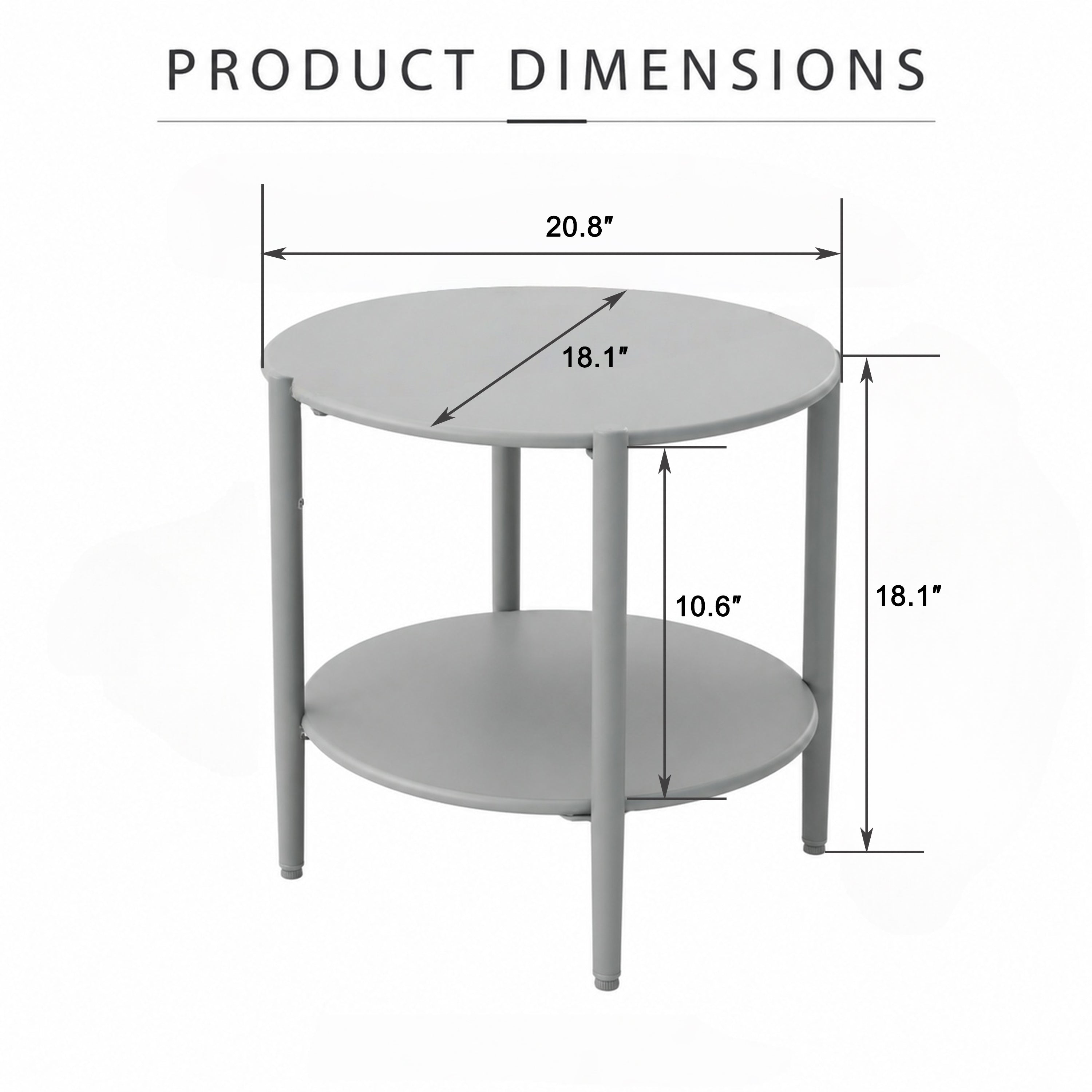Metal Round Side Table with 2-Tier Design