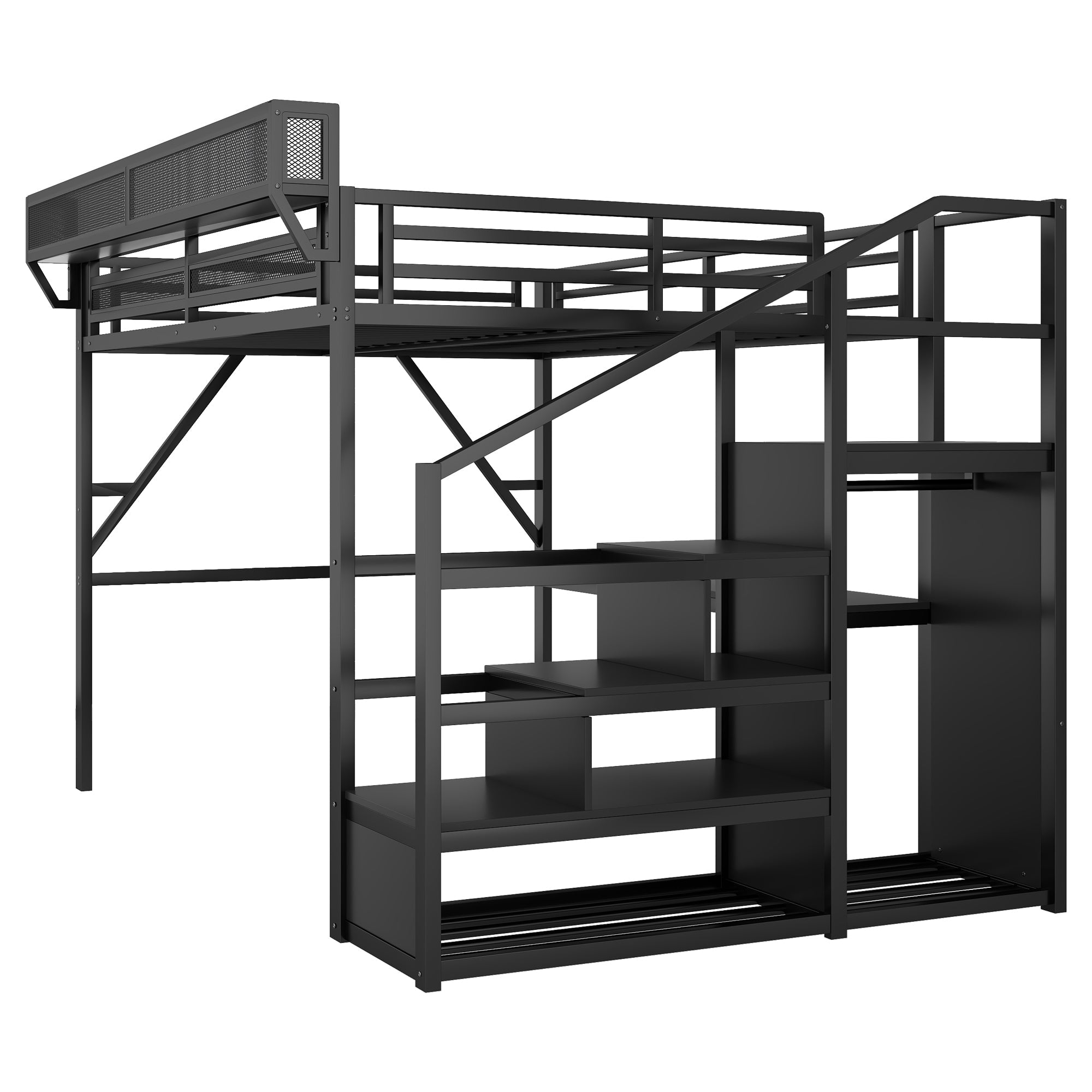Full Loft Bed with Desk and Charging Station