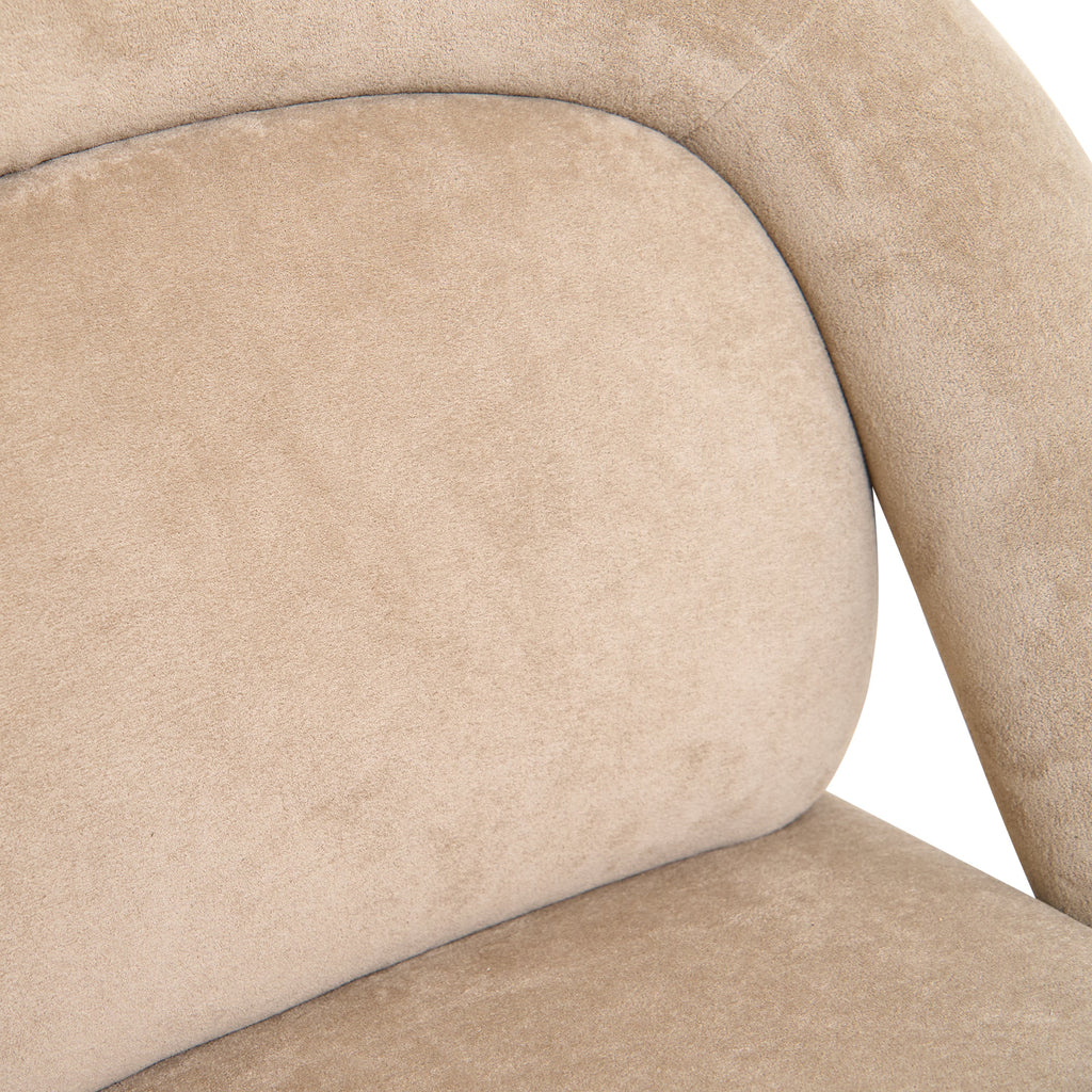 Lounge Chair in Dark Beige Velvet