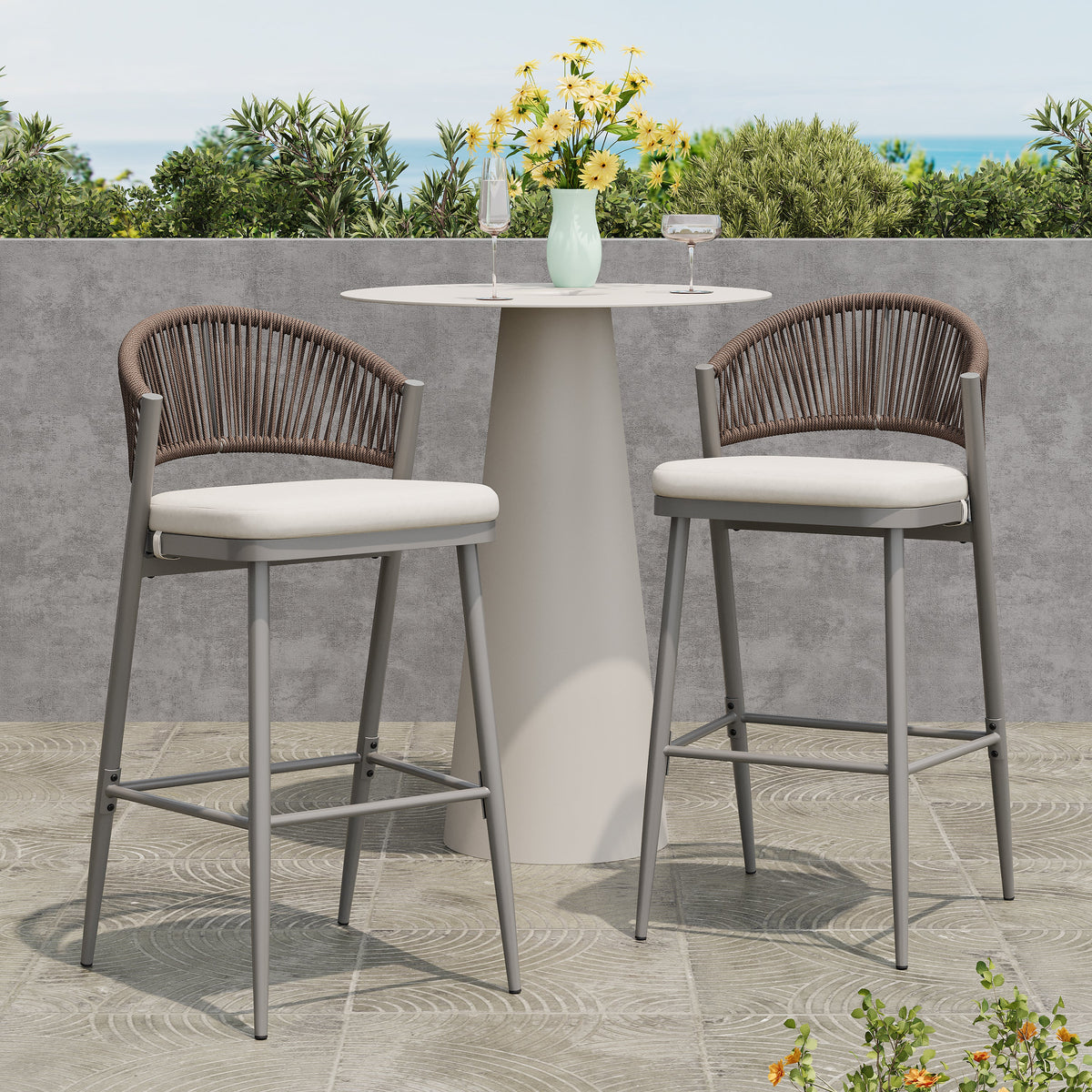 Outdoor 30.25" Seat Height Metal Frame Barstools