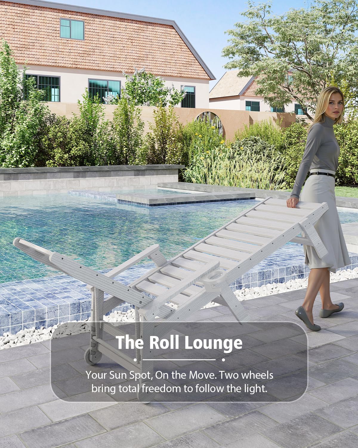Patio Lounge Chair Outdoor with Reclining Backrest
