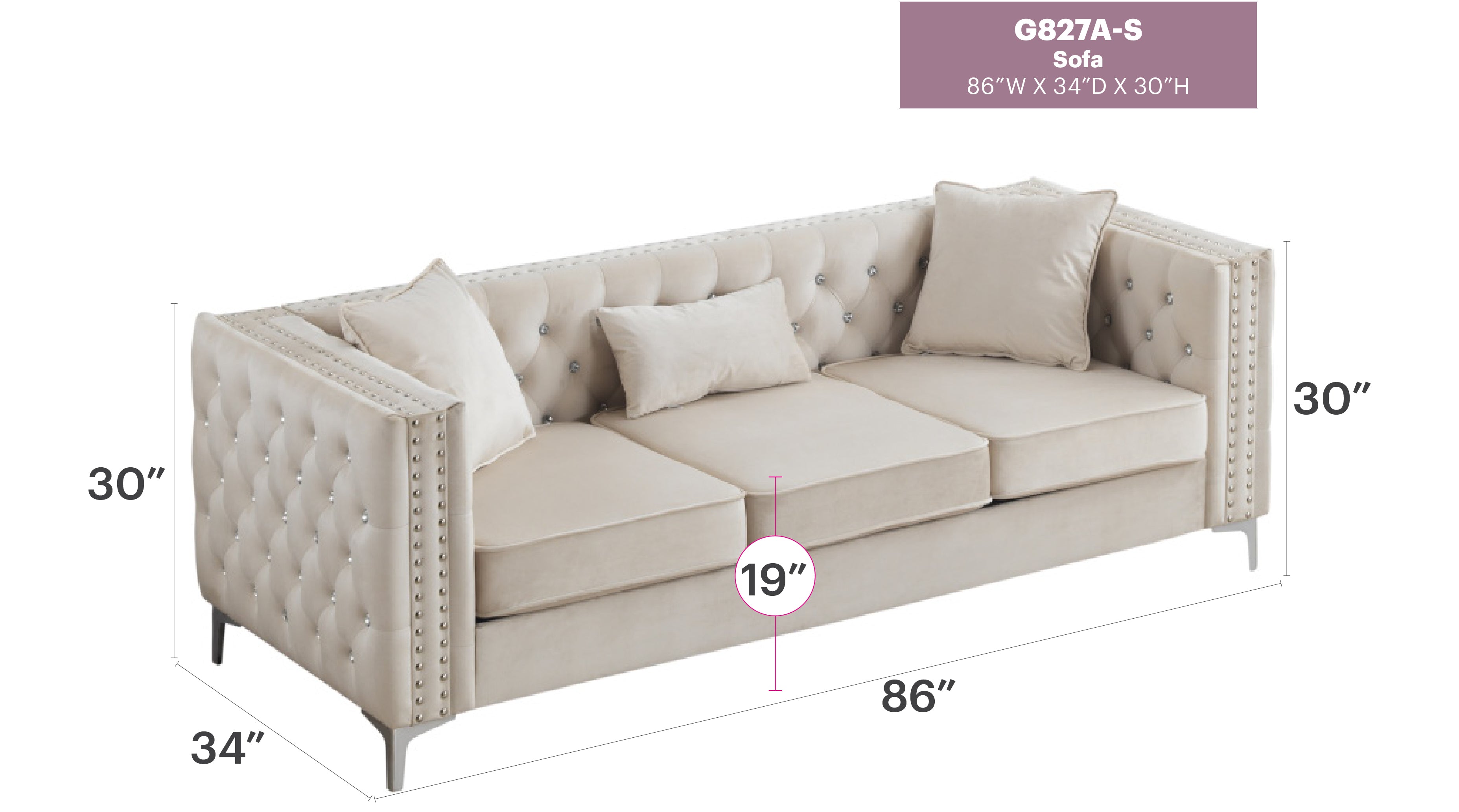 Paige G827A-S Sofa